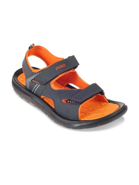 

Khadims Men Grey & Orange Comfort Sandals