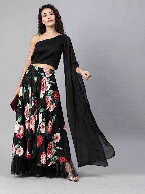 

Inddus Black Ready to Wear Lehenga with Blouse