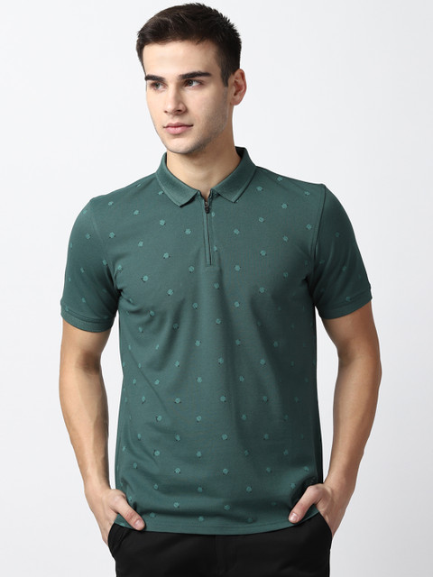 

Louis Philippe Men Green Printed Polo Collar T-shirt