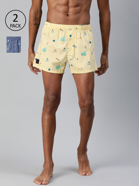 

THE BEAR HOUSE Men Pack of 2 Assorted Printed Pure Cotton Boxers TBH-VACAY