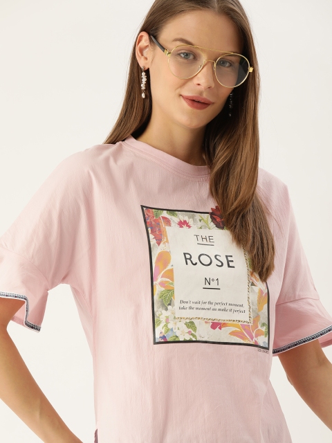 

Lee Cooper Women Pink Graphic Printed High-Low Top