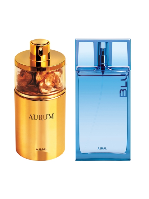 

Ajmal Unisex Set Of 2 Aurum EDP 75ML & Blu EDP 90ML Perfume, Gold