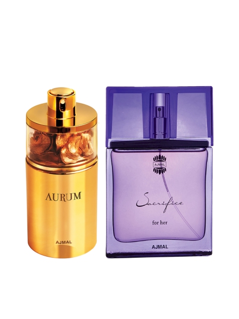 

Ajmal Women Set of Sacrifice for HER EDT & Aurum Fruity EDP, Gold