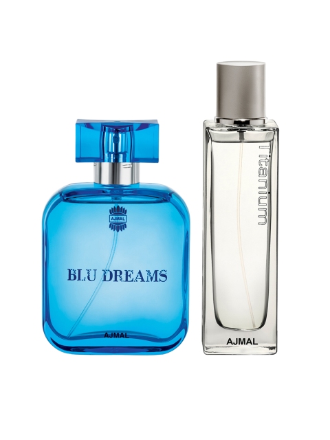 

Ajmal Men Set of Titanium Fresh EDP & Blu Dreams EDP Fougere EDP, Silver