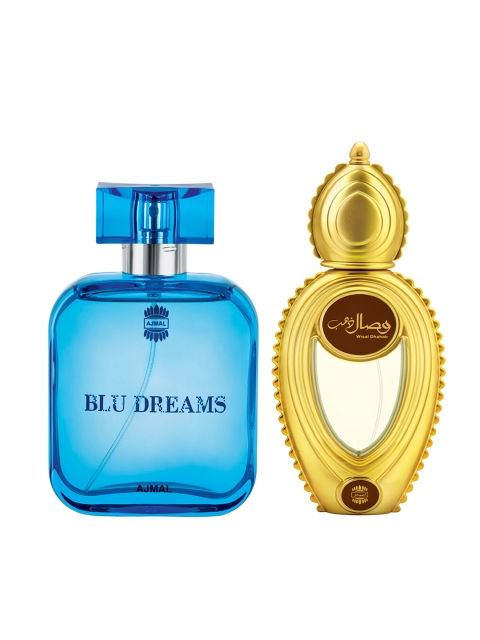 

Ajmal Men Set of Wisal Dhahab EDP Woody & Blu Dreams EDP Fougere EDP, Brown