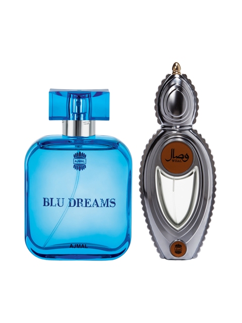 

Ajmal Men Set of Wisal Oriental EDP & Blu Dreams EDP Fougere EDP, Gold