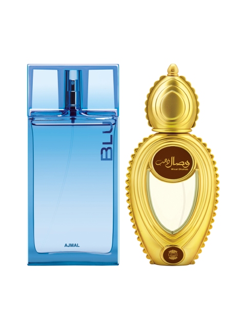 

Ajmal Men Set of 2 Blu EDP 90ml & Wisal Dhahab EDP 50ml Perfume Scent for skin, Brown