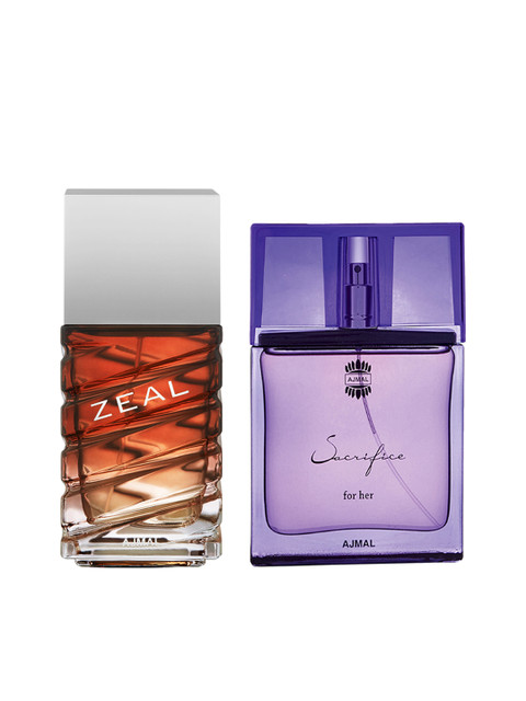 

Ajmal Unisex Set Of 2 Sacrifice for Her EDP 50ml & Zeal EDP 100ml Perfume, Purple