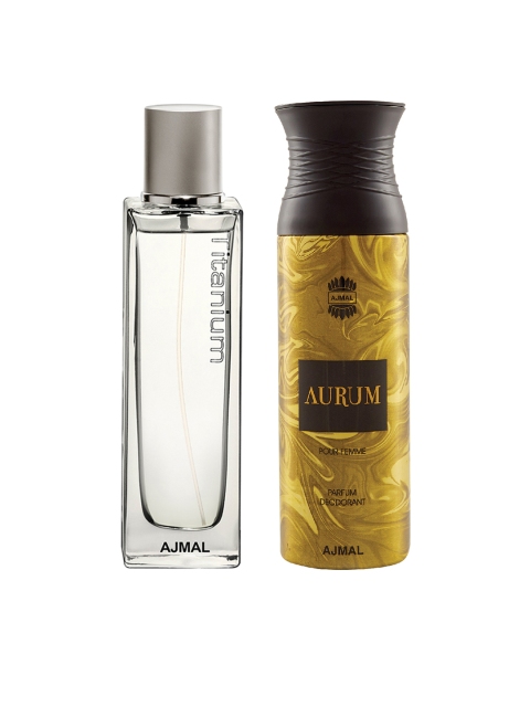 

Ajmal Men Set Of 2 Titanium EDP Perfume Scent for Skin 100ML & Aurum Deodorant Spray 200ML, Silver