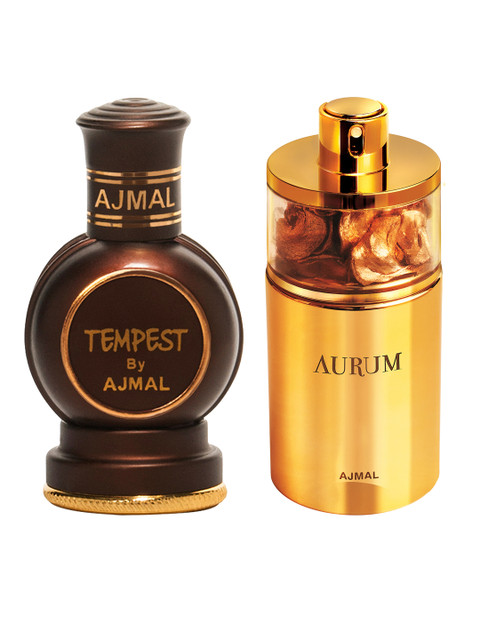 

Ajmal Unisex Set of 2 Aurum EDP 75ml & Tempest CP 12ml Perfume, Gold