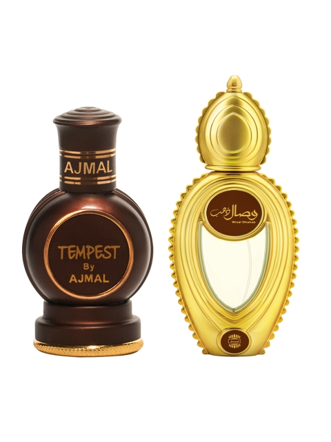 

Ajmal Unisex Set of 2 Wisal Dhahab EDP Perfume Scent for Skin 50ml & Tempest CP 12ml Attar, Brown