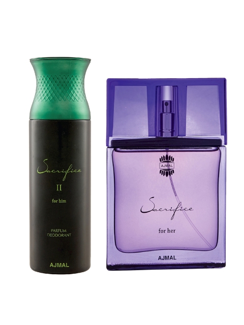 

Ajmal Unisex Set Of2 Sacrifice for Her EDP Perfume 50ML & Sacrifice II for Him Deo 200ML, Purple