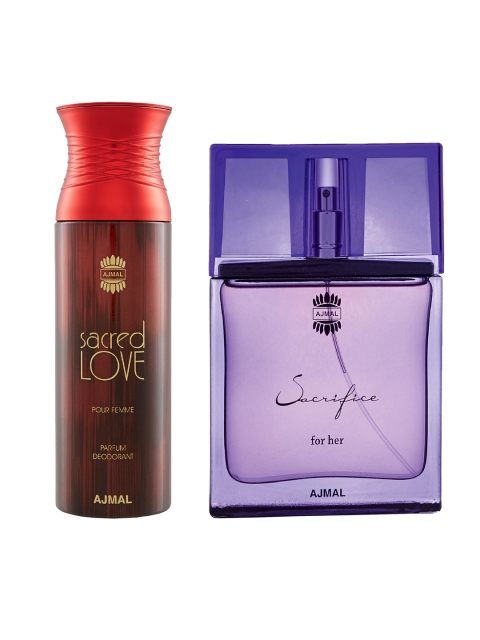

Ajmal Set of Women Sacred Love Perfume Deodorant & Sacrifice For HER EDP (50ml+200ml), Purple
