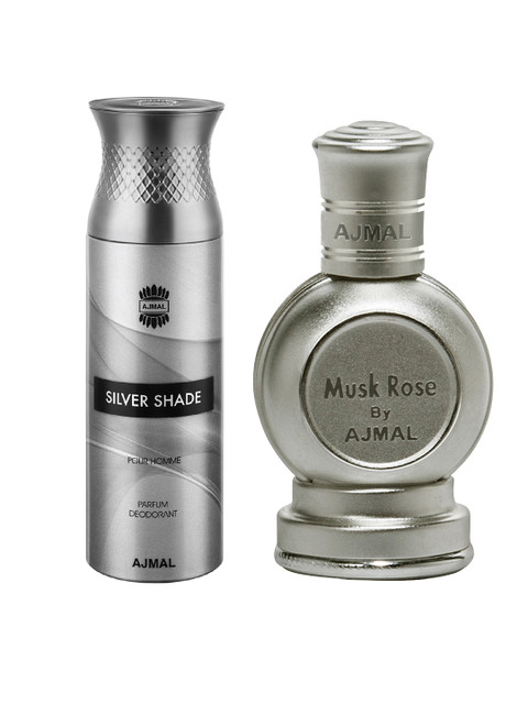 

Ajmal Unisex Set of 2 Musk Rose CP 12ML & Silver Shade Deo 200ml