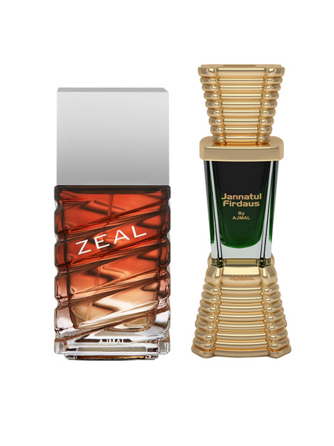 

Ajmal Unisex Set of Zeal EDP 100 ml & Jannatul Firdaus Attar Oriental Perfume 10 ml, Maroon