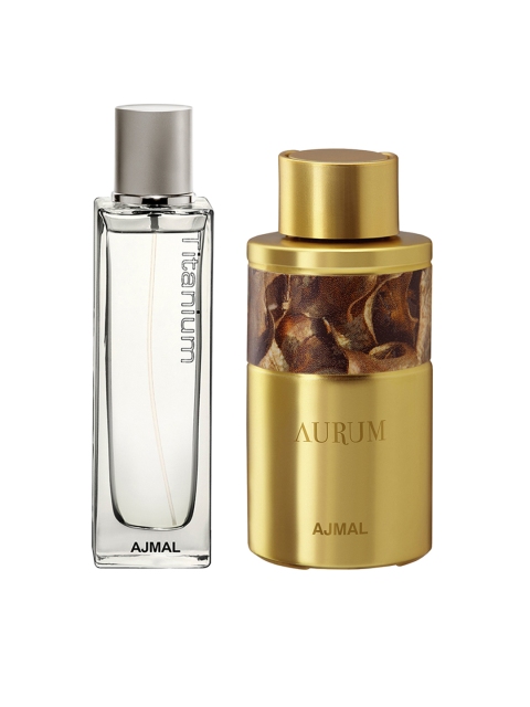 

Ajmal Set of Titanium Fresh EDP & Aurum Fruity Perfume, Silver