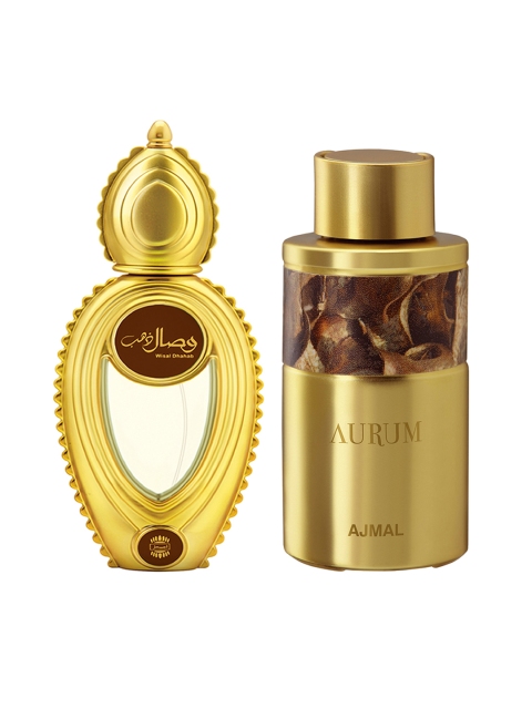 

Ajmal Set of Wisal Dhahab EDP & Aurum Fruity Perfume, Brown
