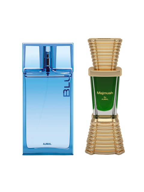 

Ajmal Unisex Set of 2 Blu EDP 90ml & Majmua CP 10ml Attar, Blue