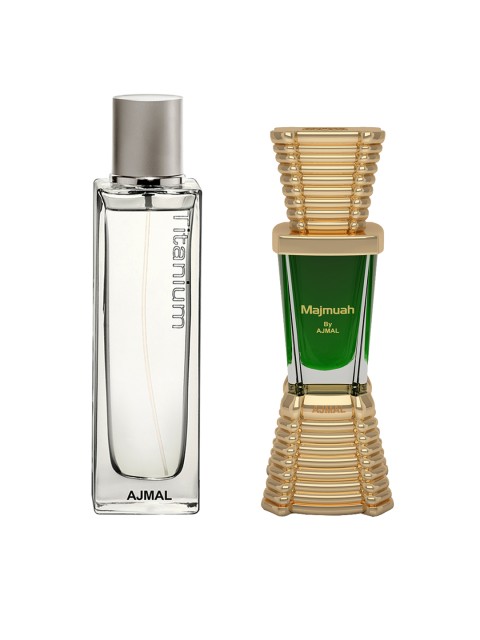 

Ajmal Men Set Of Titanium Fresh EDP & Oriental Perfume Free From Alcohol, Silver