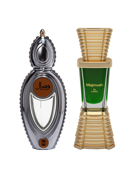 

Ajmal Unisex Set of 2 Wisal EDP 50ml & Majmua Attar 10ml Free From Alcohol, Gold