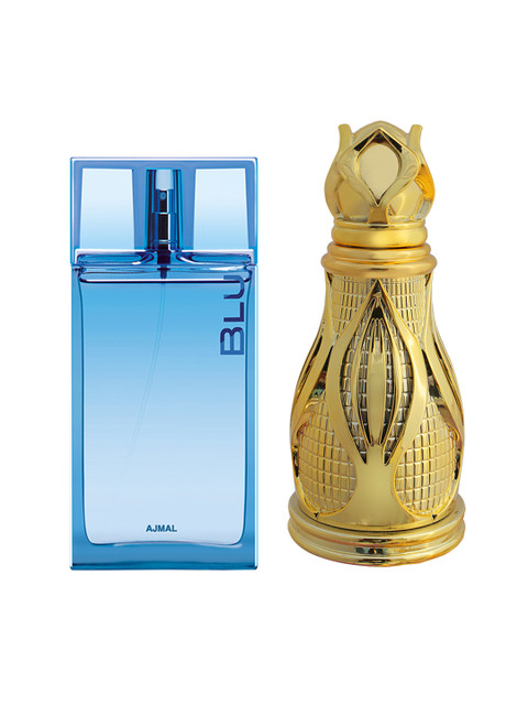 

Ajmal Set Of Blu Dreams EDP Fougere & Khofooq Concentrated Floral Perfume, Blue