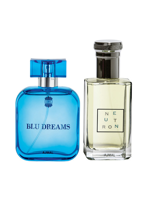 

Ajmal Men Set of 2 Blu Dreams EDP & Neutron EDP Perfume Scent for Skin 100ML each, Black