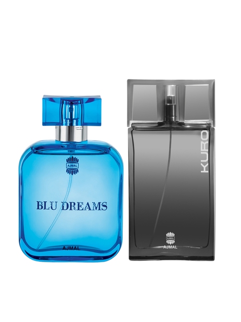 

Ajmal Men Set Of 2 Blu Dreams 100ML EDP & Kuro EDP Perfumes Scent For Skin 90ML, Black