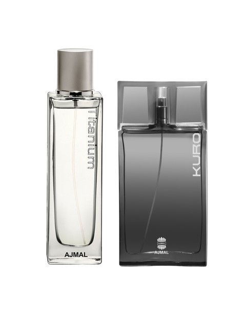 

Ajmal Men Set of 2 Kuro EDP Perfume for Skin 90ML & Silver Shade EDP Scent 100ML Perfume, Black