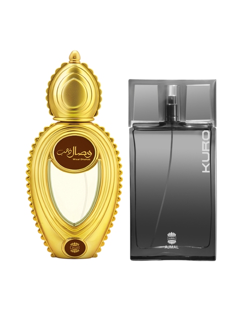 

Ajmal Men Set of 2 Kuro EDP 90ml & Wisal Dhahab EDP 50ml Perfume, Brown