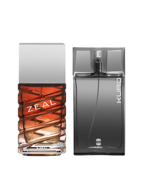 

Ajmal Men Set of 2 Kuro EDP 90ML & Zeal EDP 100ML Perfume Sceny for skin, Black