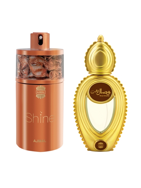 

Ajmal Unisex Set Of 2 Wisal Dhahab EDP 50ML & Shine EDP Perfume Scent for Skin 75ML, Brown