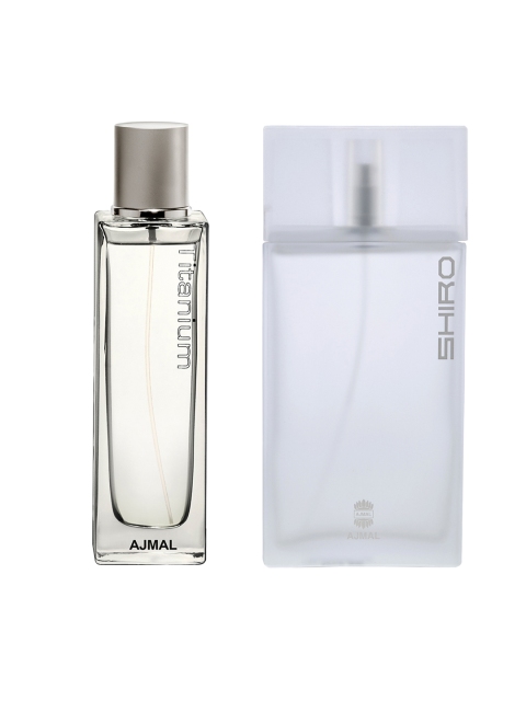 

Ajmal Men Set Of 2 Titanium 100ML EDP & Shiro EDP Perfume Scent for Skin 90ML, White