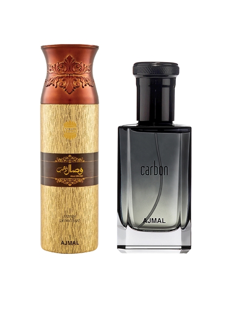 

Ajmal Set of Carbon EDP & Wisal Dahab Perfume Deodorant, Black