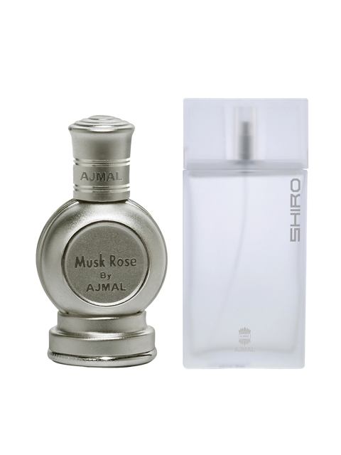 

Ajmal Set of Unisex Musk Rose Concentrated Perfume & Men Shiro Citrus EDP (90 ml 12 ml), White