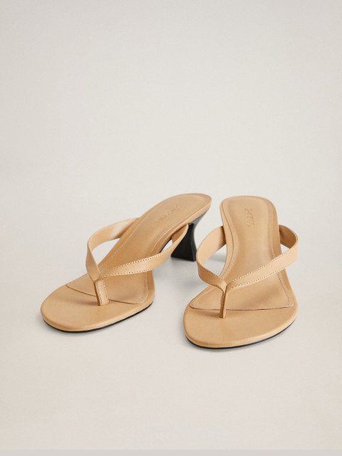 

MANGO Women Nude-Coloured Solid Sandals