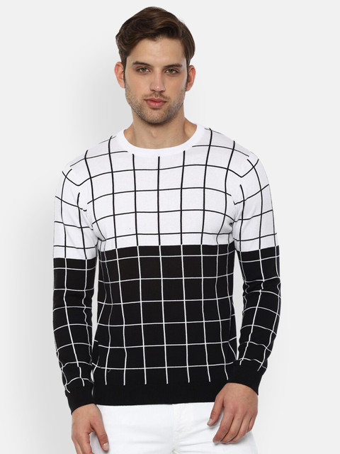 

Louis Philippe Sport Men Black & White Checked Pullover Sweater