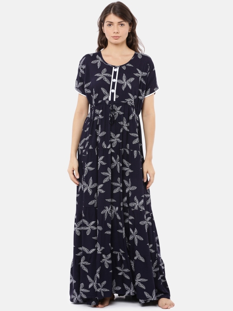 

GOLDSTROMS Navy Blue & White Printed Nightdress GHG-NTY-3679