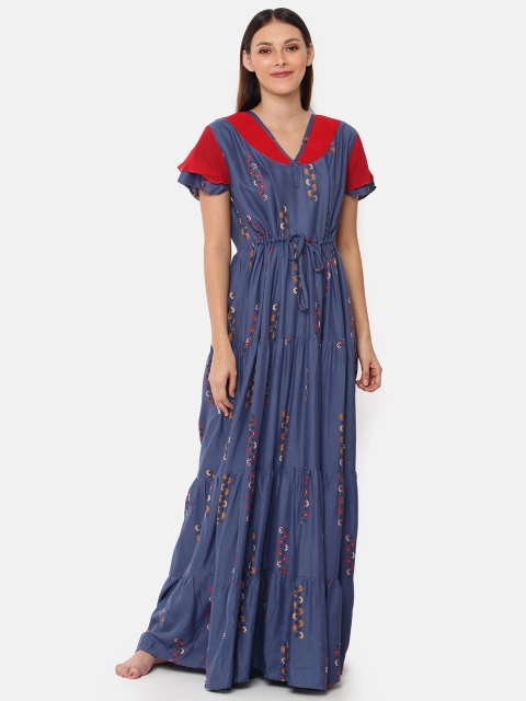 

GOLDSTROMS Blue & Red Printed Nightdress GHG-NTY-3683