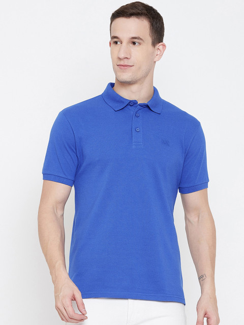 

HARBORNBAY Men Blue Solid Polo Collar T-shirt
