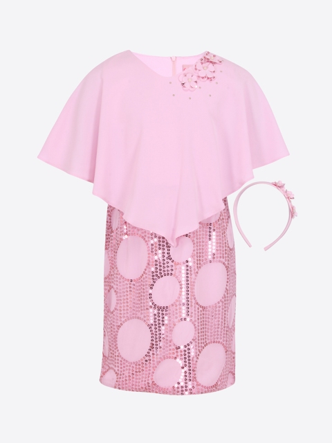 

CUTECUMBER Girls Pink Sequined Embellished Sheath Dress