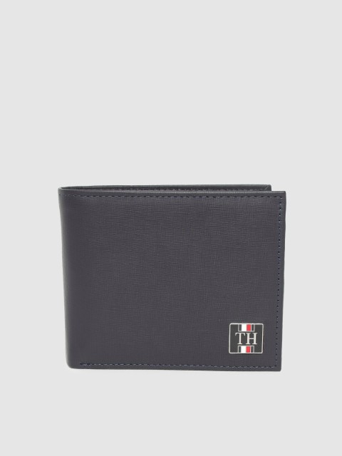 

Tommy Hilfiger Men Navy Blue Textured Two Fold Leather Wallet