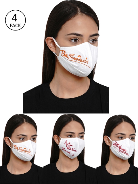 

Bhama Couture Women 4 Pcs Reusable 4Ply Printed Cloth Mask, White