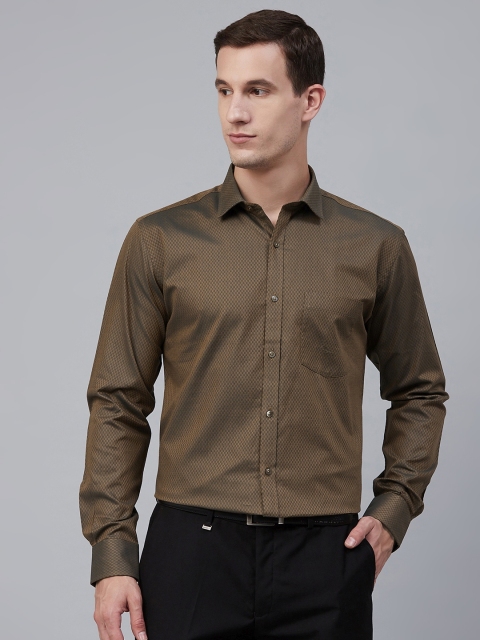 

Park Avenue Men Brown & Black Dual-Toned Slim Fit Self Design Formal Shirt