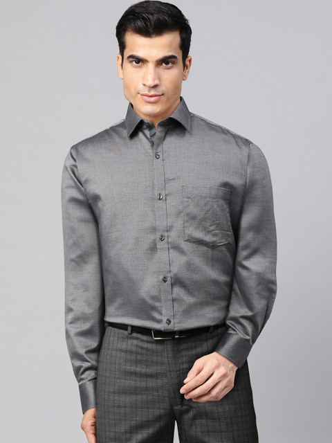 

Park Avenue Men Grey Cotton Slim Fit Self Design Party Shirt