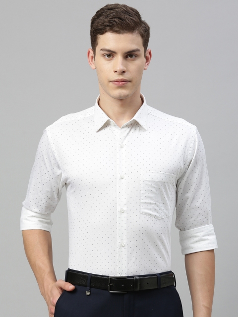 

Park Avenue Men White & Navy Blue Slim Fit Micro Printed Formal Shirt