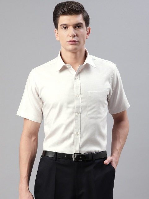 

Raymond Men Off-White Contemporary Fit Self Design Formal Shirt