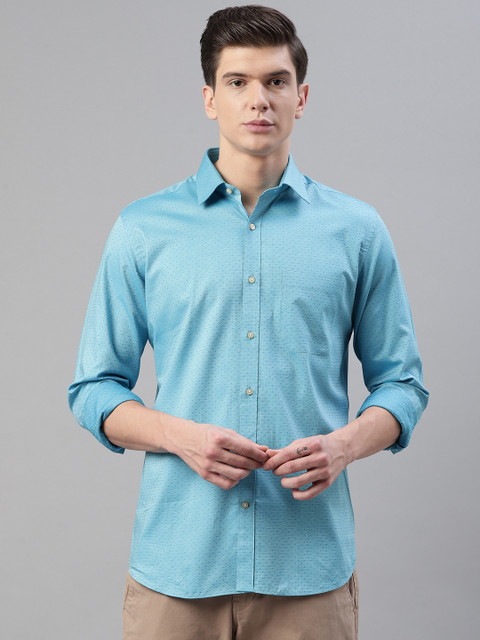 

Raymond Men Blue Contemporary Fit Self Design Casual Shirt