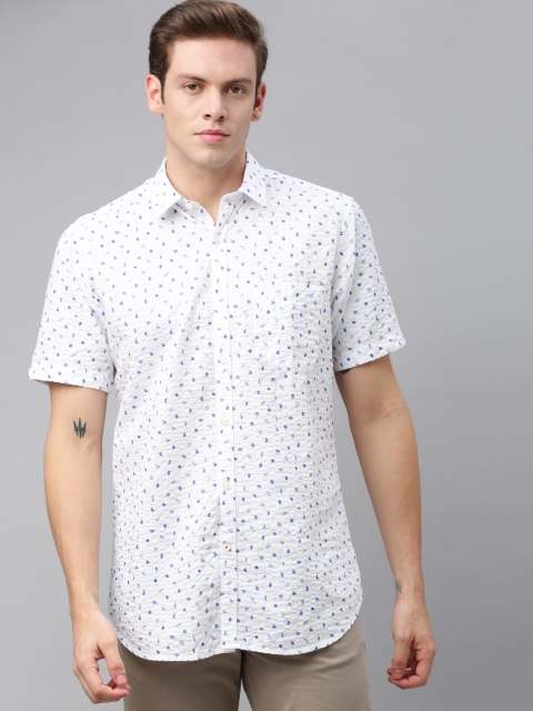 

Raymond Men White & Blue Contemporary Regular Fit Printed Casual Shirt