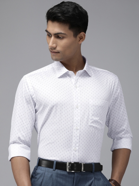 

Park Avenue Men White & Blue Slim Fit Printed Casual Shirt