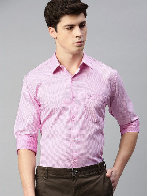 

Park Avenue Men Pink & White Slim Fit Self Design Smart Casual Shirt